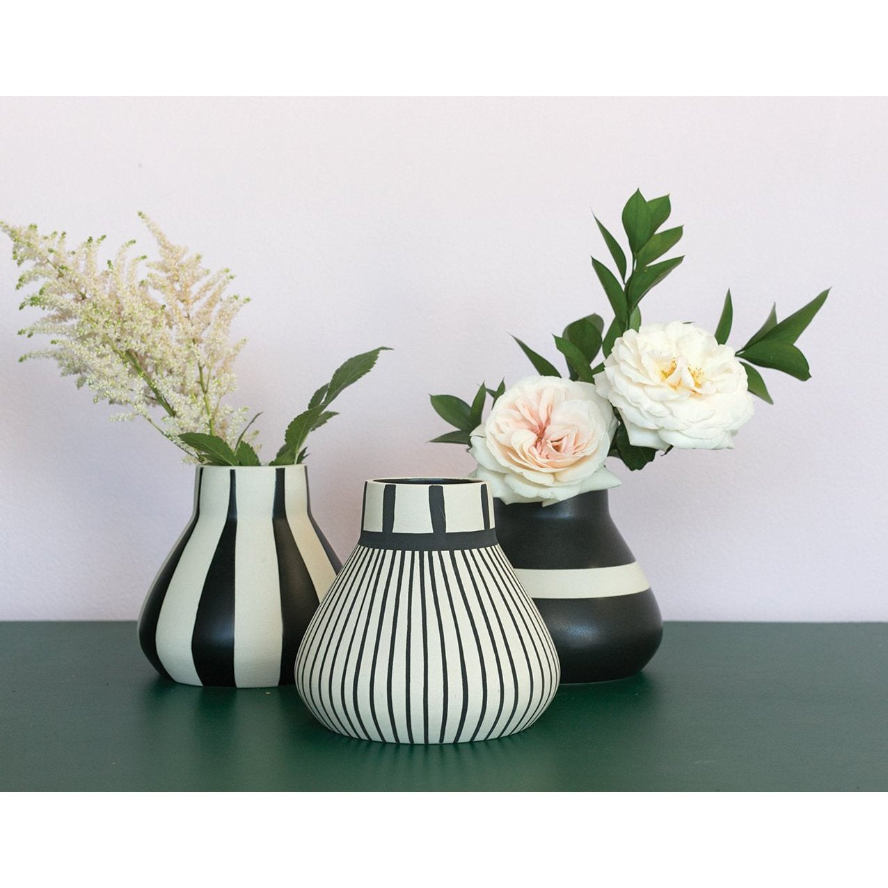 Frankel Small Stripes Vase - Black Rooster Maison